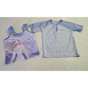 Disney Frozen 2 Girls Swim Set Bundle Size 6 Elsa Swimsuit Rash Guard